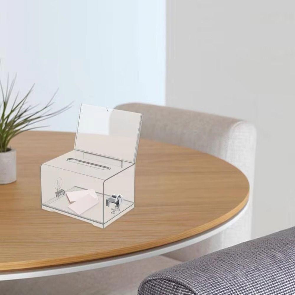Voting Charity Acrylic Donation Box With Lock Suggestion Box Portable Ballot Box  Business