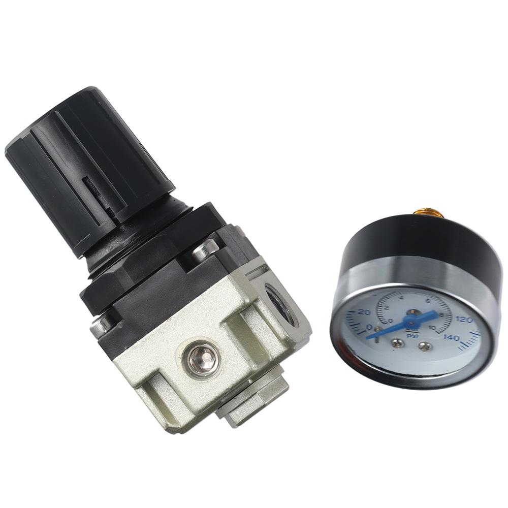 Black Reducing Valve 1/4inch Air Compressor Air Pressure Regulator  Adjustable Valve