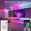 Led Neon Rope Lights 15FTControl with App Remote Flexible Led Rope Lights Multiple Modes IP68 Outdoor RGB Neon Lights Waterproo