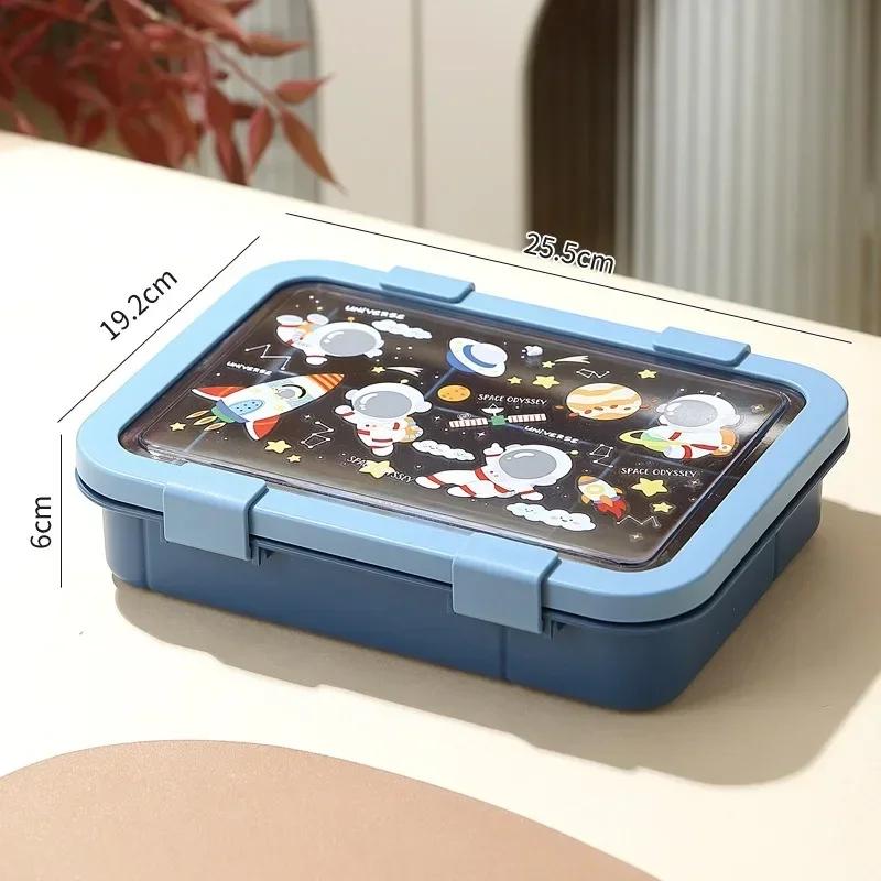 1500ml Leakproof Lunch Box Cartoon Bento Box for Students Office Rectangular Children's Food Container Microwave Oven Tableware