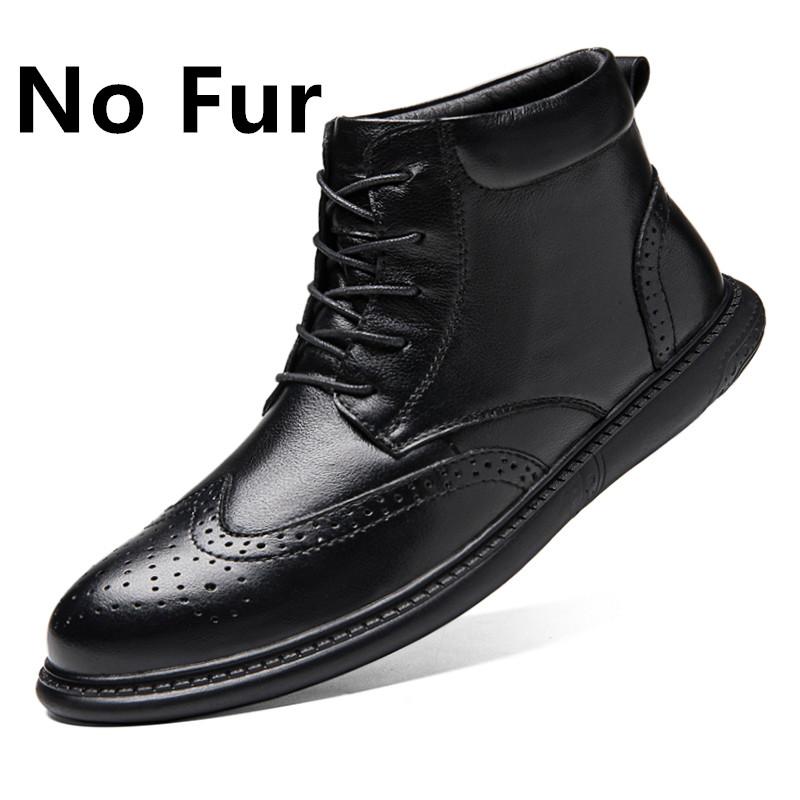 High-top Boots British Style Tooling Boots Warm with Fur Boots Shoes for Man Trendy Black Handsome Leather Boots Men Shoes