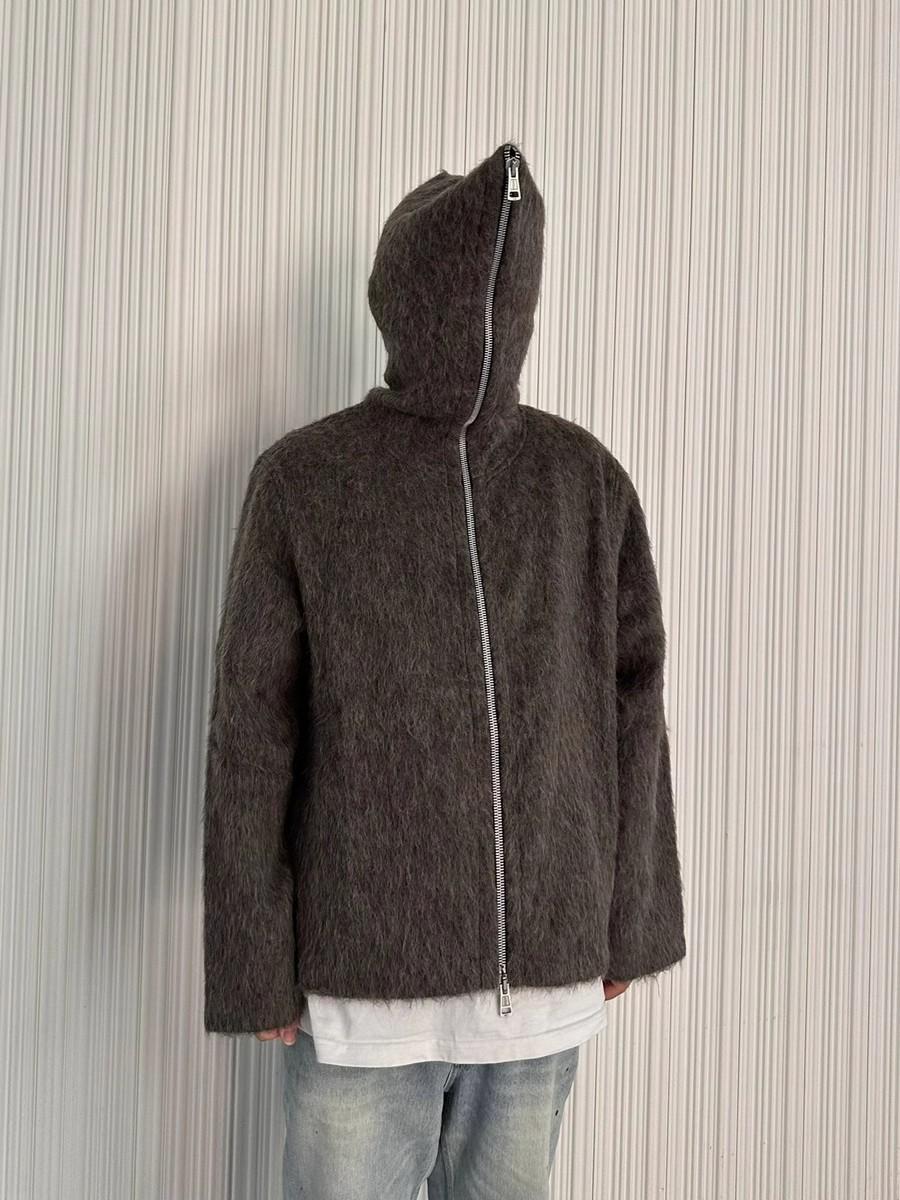 

Мужская шерстяная куртка-кардиган с капюшоном и принтом «морской конек» — модный свободный свитер X-Large