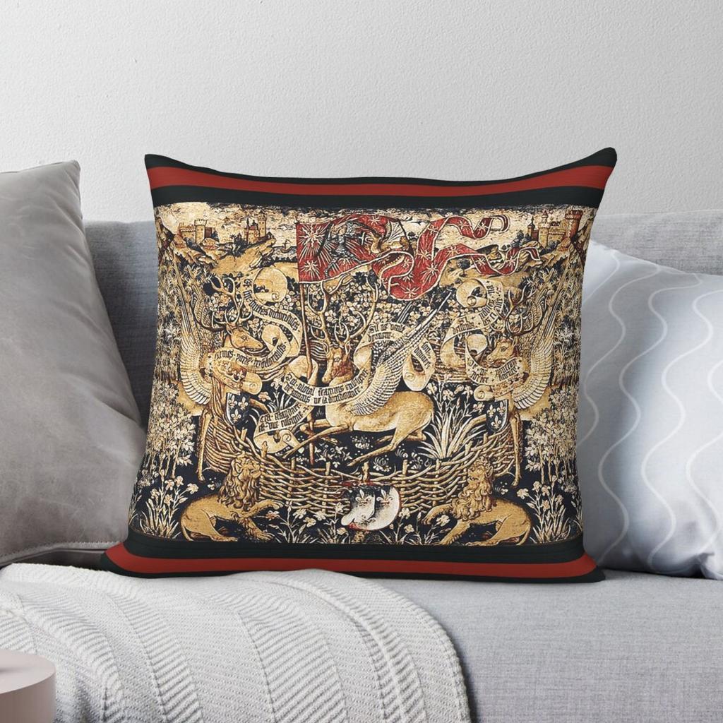 Stags Lions Coats Of Arms Of Bourbon Pillowcase Polyester Linen Velvet Creative Zip Decor Car Cushion Cover