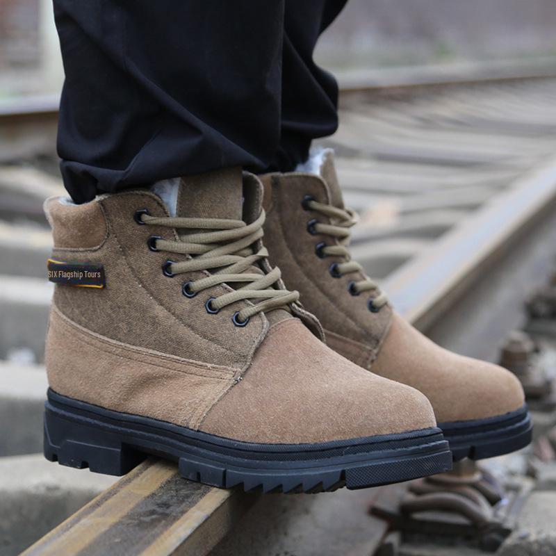 Men's Thickened Leather Wool Winter Boots