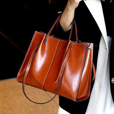 Genuine Leather Large Tote Shoulder Bags For Women  Trend Designer Commuter Shopper Office Ladies Handbags