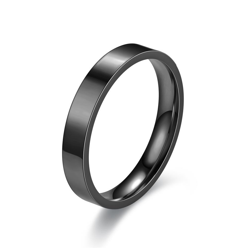 Korean Style 4MM Colorfast Stainless Steel Couple Ring for Women