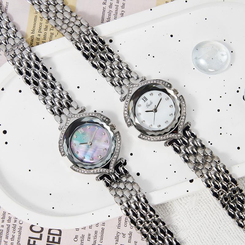 Steel Belt Watch Women'S Diamond-Encrusted Alloy Quartz Watch Niche Light Luxury Waterproof Watch