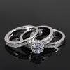 Luxury Three Layer Stackable Rings for Women Zircon Plated White Gold Engagement Rings