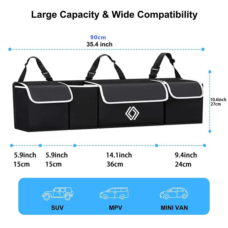 2026 Hot For Renault Hub Caps Car Trunk Organizer Backseat Storage Bag High Capacity Multi-use Automobile Interior For Renault M