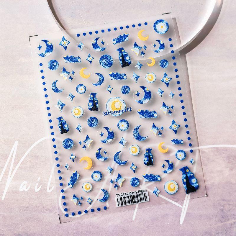 

Qiji Dream Starry Night Three-Dimensional Relief Nail Stickers Waterproof Nail Sticker Decorative Sticker Ornament 2721 2722 TS-2721