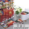 4pcs Christmas Cat Printed Bathroom Set 180x180 Waterproof Shower Curtain, Floor Mat, U-shaped Mat, and Toilet Mat