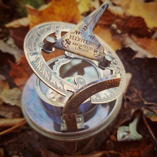 Drum Sundial Compass  Brass  Maritime  with Leather Case Christmas Present  Gift