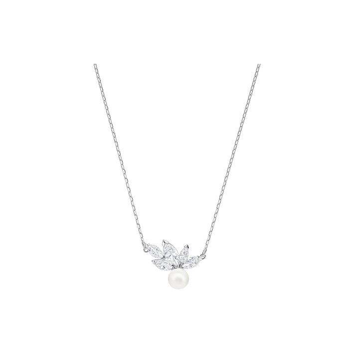 

Swarovski Louison Pearl Rhodium Plated Diamond Embedded Crystal Necklace Women necklace White 5422685 Box (Random Color)