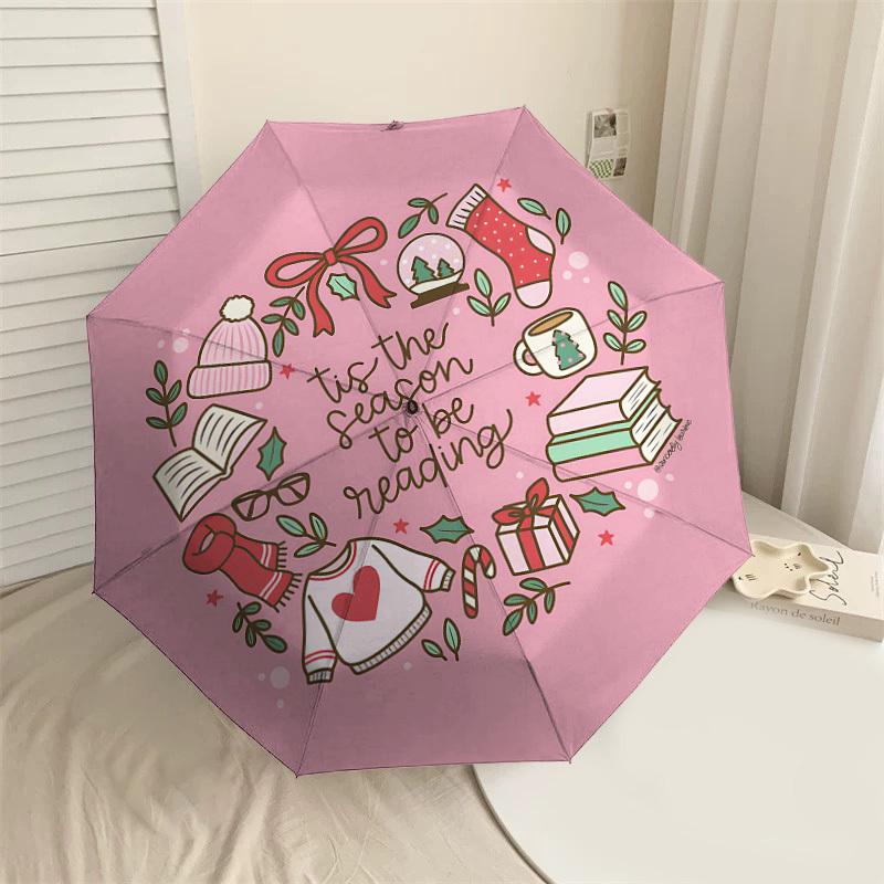 

1pc reading season Automatic Open/Close Umbrella Compact Folding Umbrella with 8-Rib Shaft for Women/Men, Elegant Birthday1274S