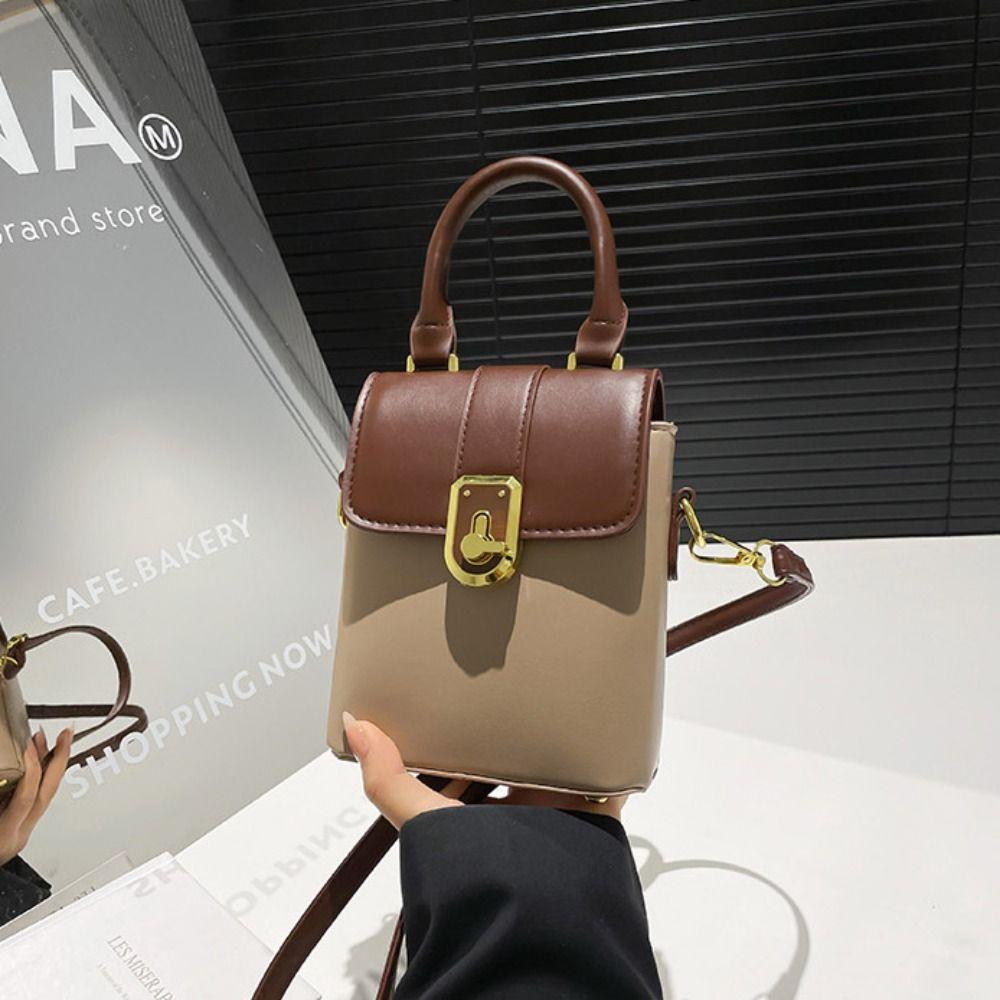 Handbag Contrast Color Phone Bag Korean Style Ins Square Tote Bag Simple Shoulder Bag  Streetwear