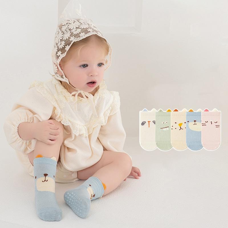 0-5Years Korean Cute Mesh Socks Summer Thin Cotton Boneless Baby Socks For Girls And Boys Children Toddler Non-slip Floor Socks