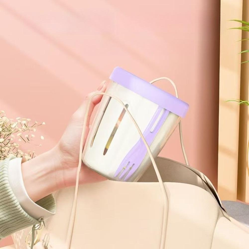 Salad Cup with Fork Cylindrical Plastic Fruit Container Multifunctional with Drainage Portable for Lunch and Snacks