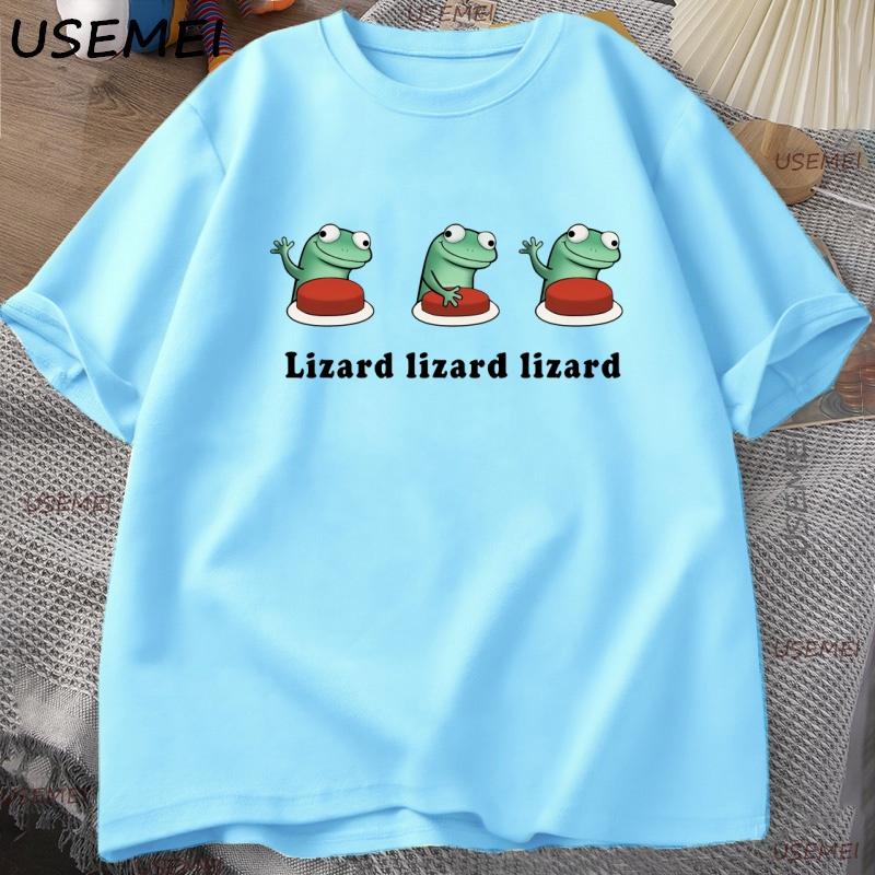 

Lizard Meme TShirt Unisex Women Funny Cotton Short Sleeve TShirt Casual Summer Round Neck High Quality Loose Tshirt Streetwear L
