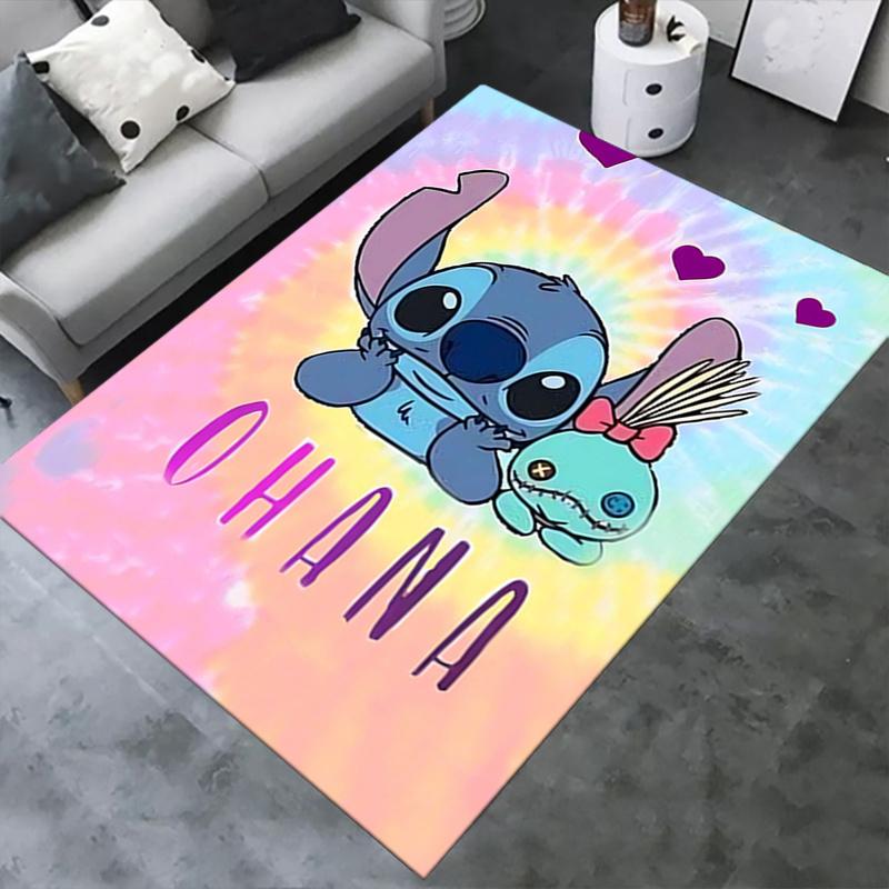 Office Rug Stitch, Ohana theme 3D Printed Anti-Slip Rug-Machine Washable for Living Room