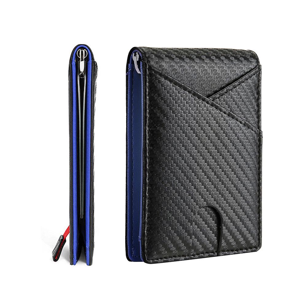 Carbon Fiber Microfiber Leather Money Clip Wallet for Men
