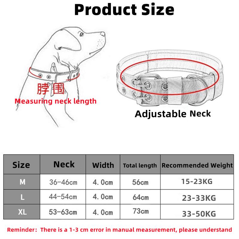 Pet K9 Tactical Dog Collar Adjustable Double Buckle German Shepherd  Training Leash And Collar Set Large Medium Dogs Accessories