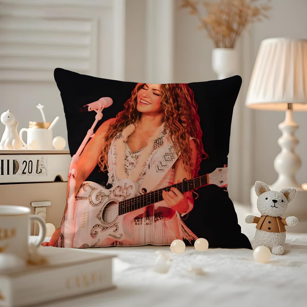 Shakira Cushion Cover Anti-dustmite Pillowcase Invisible Zipper Silky Short Plush Sofa Cushion Cover