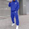 Men's Plus Size Hooded Sweatshirt and Sweatpants Set with Palm Tree Print Fleece Lined Loose Fit for Outdoor Sports and Casual Wear