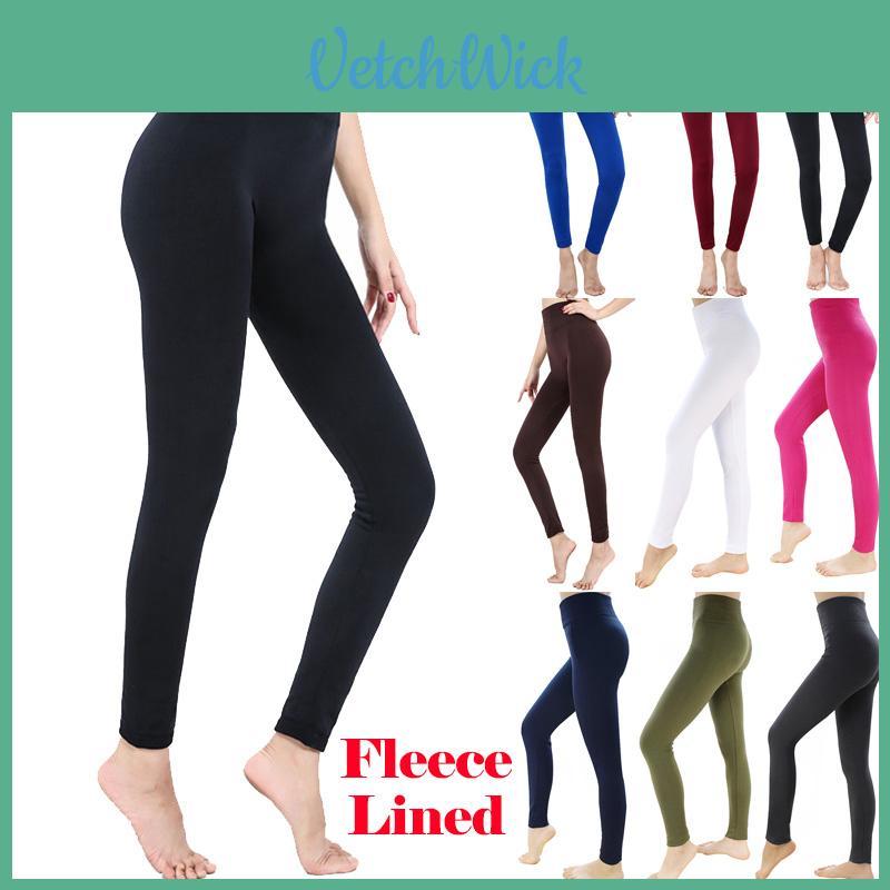 Fleece Lined Leggings For Women Winter Thermal Full Length High Waisted Supportive Pants