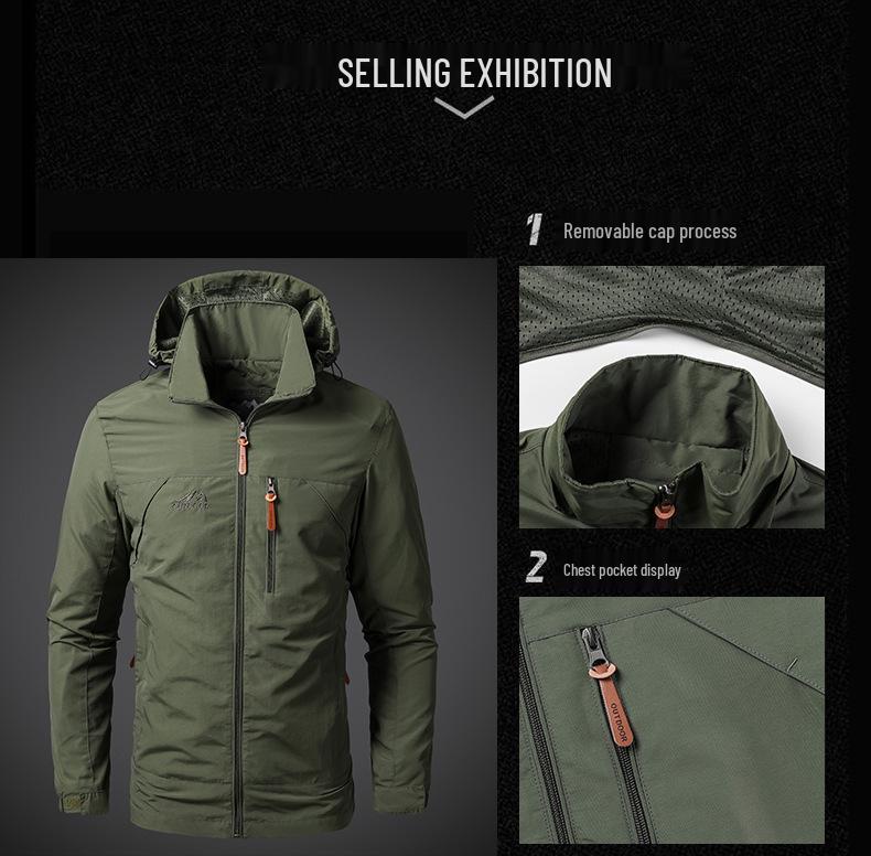 Men's Casual Versatile Windbreaker: Spring and Autumn Hooded Jacket