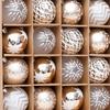 16-Piece Champagne Gold & White Christmas Tree Hanging Ornaments Set