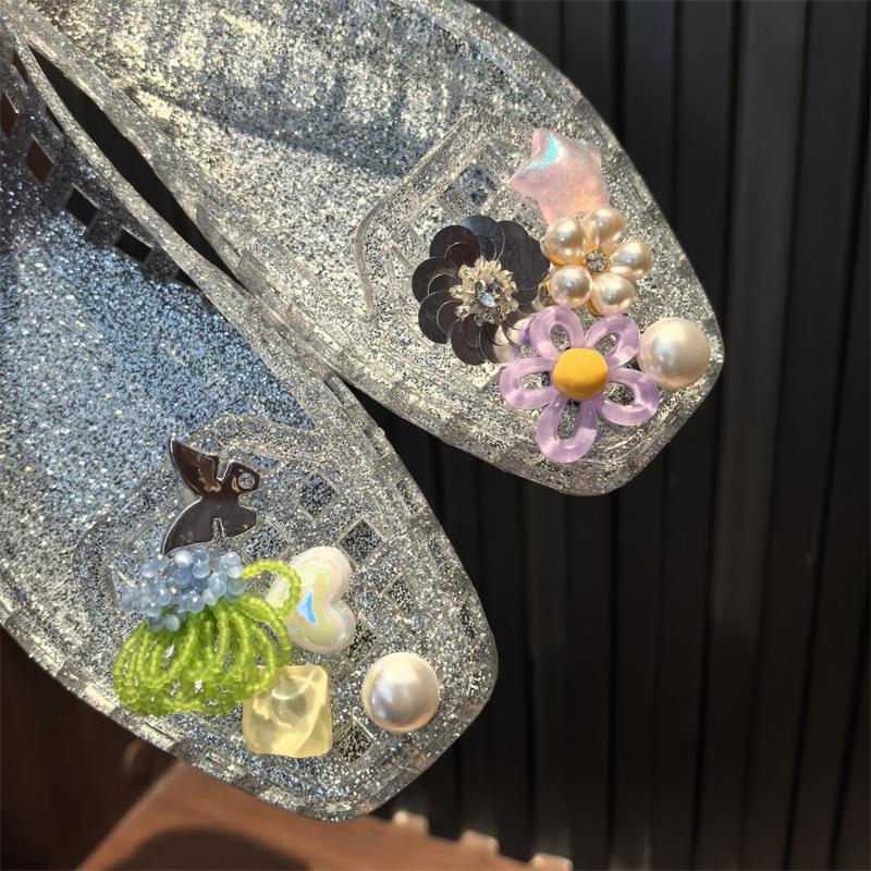 1Set Korean   Shoe Advanced Handmade Beaded Flower Pearl Bow Sequin Diy Detachable Shoes Decorations Accessories