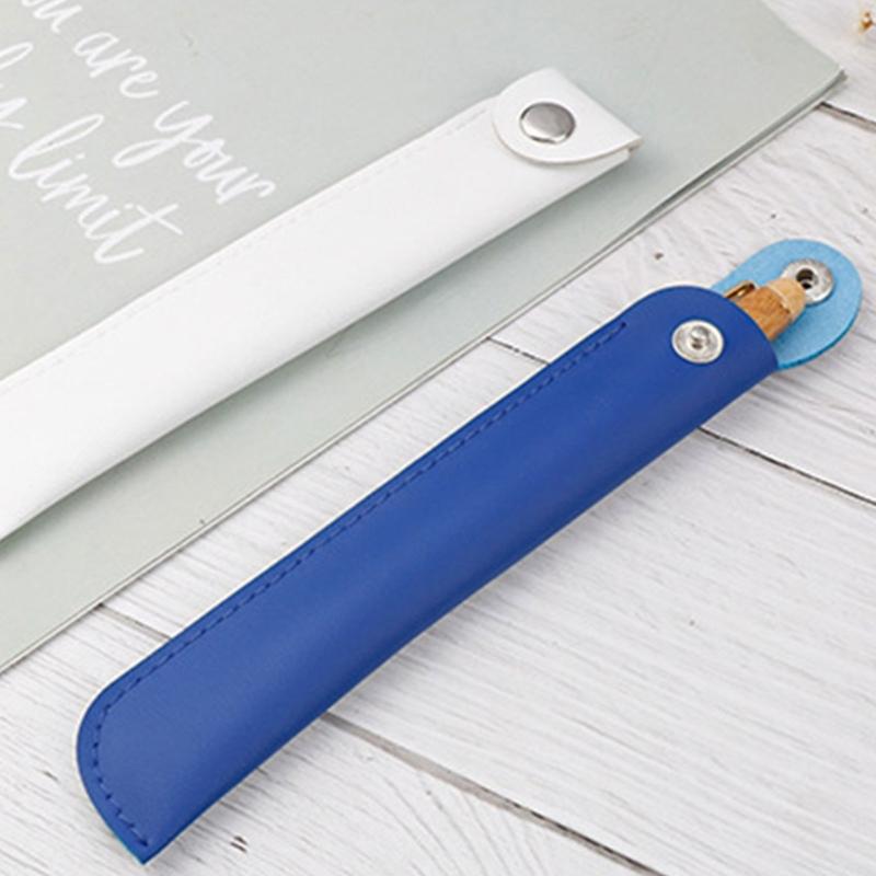 Solid Color Pencil Bag Retro Pencil Case Pen Bag Pen Case PU Leather Pencil Organisers Pencil Pouch for Ballpoint Pen