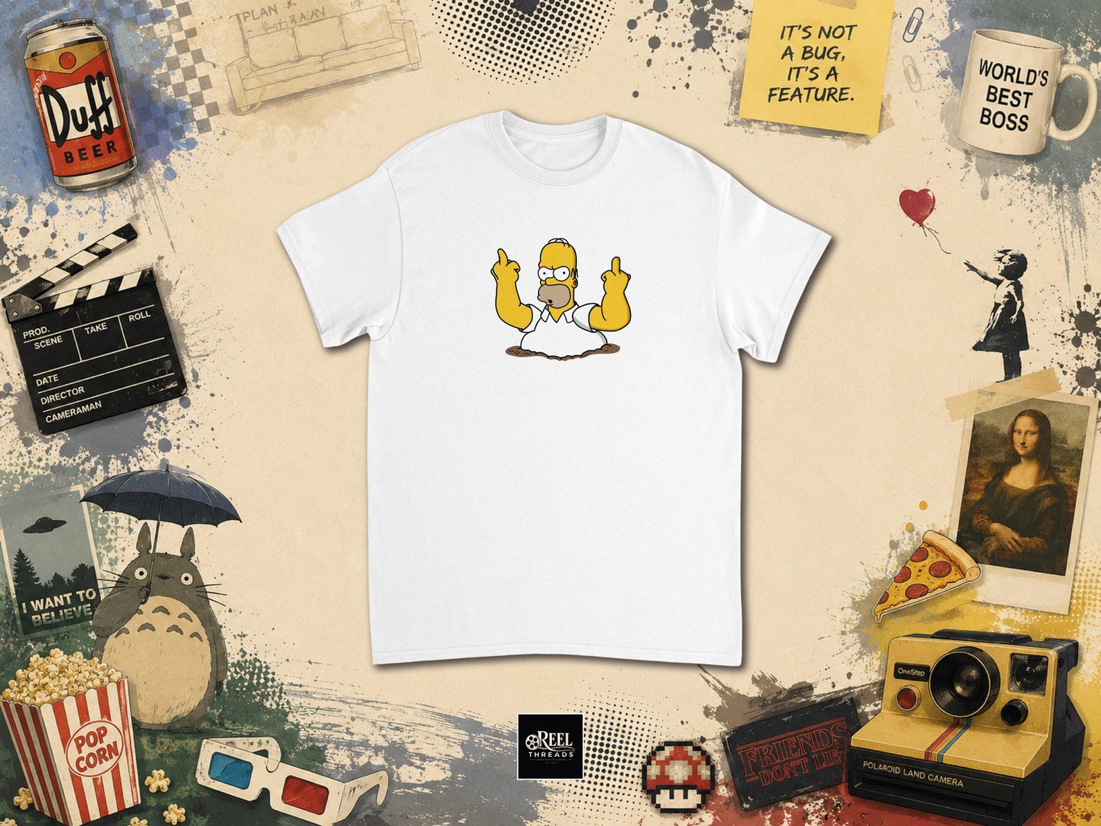 T shirt | Homer Simpson Shirt | Simpsons T shirt | Funny Middle Finger Tee | Cartoon Meme Graphic | Retro Pop Culture Gift | Homer memes S