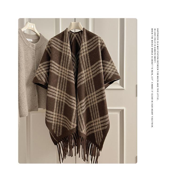 Vintage British Style Fringe Scarf For Women Winter Warm Shawl