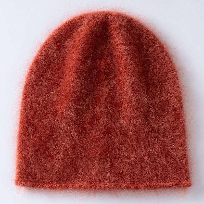Cappello da adulto in puro cashmere spazzolato, protezione per le orecchie, piccolo cappello versatile in lana, cappello invernale lavorato a maglia arricciato per uomo e donna