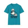 Unisex Softstyle T-Shirt Snowman Confronts Melted Puddle Funny Winter Holiday