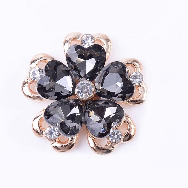 Engood 50Pcs Crystal Glass Flower Rhinestone Alloy Buttons Sewing Trim Embellishments Craft DIY Hair Apparel Clothes Accessories