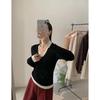 Trendy Retro Fake Two-piece Knitted Sweater Women's Autumn and Winter Collar Sexy Contrasting Color Inner Bottoming Shirt Top