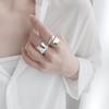 Korean Style Curved Water Drop Geometric Ring for Women - 925 Silver Open Index Finger, Trendy and Simple Design