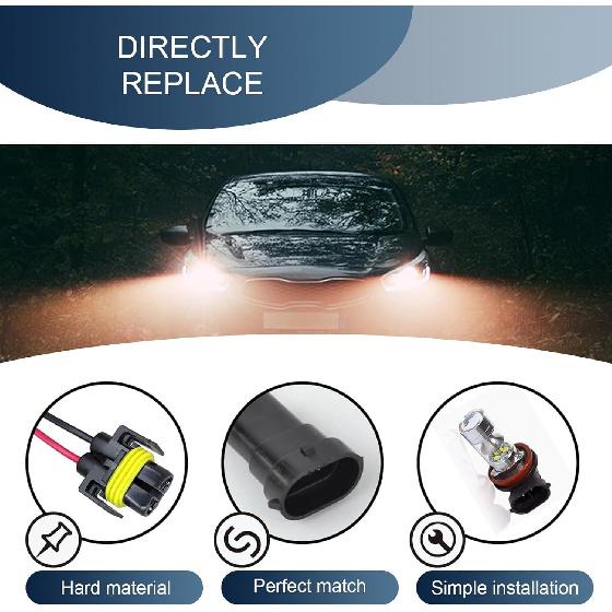 Pack-2 H11 Socket Wire Harness Connectors, Waterproof Fog Light Harness Plug, Multi-Purpose Pigtail Adapter Plug, For Fog Light High Low Beam Bulb