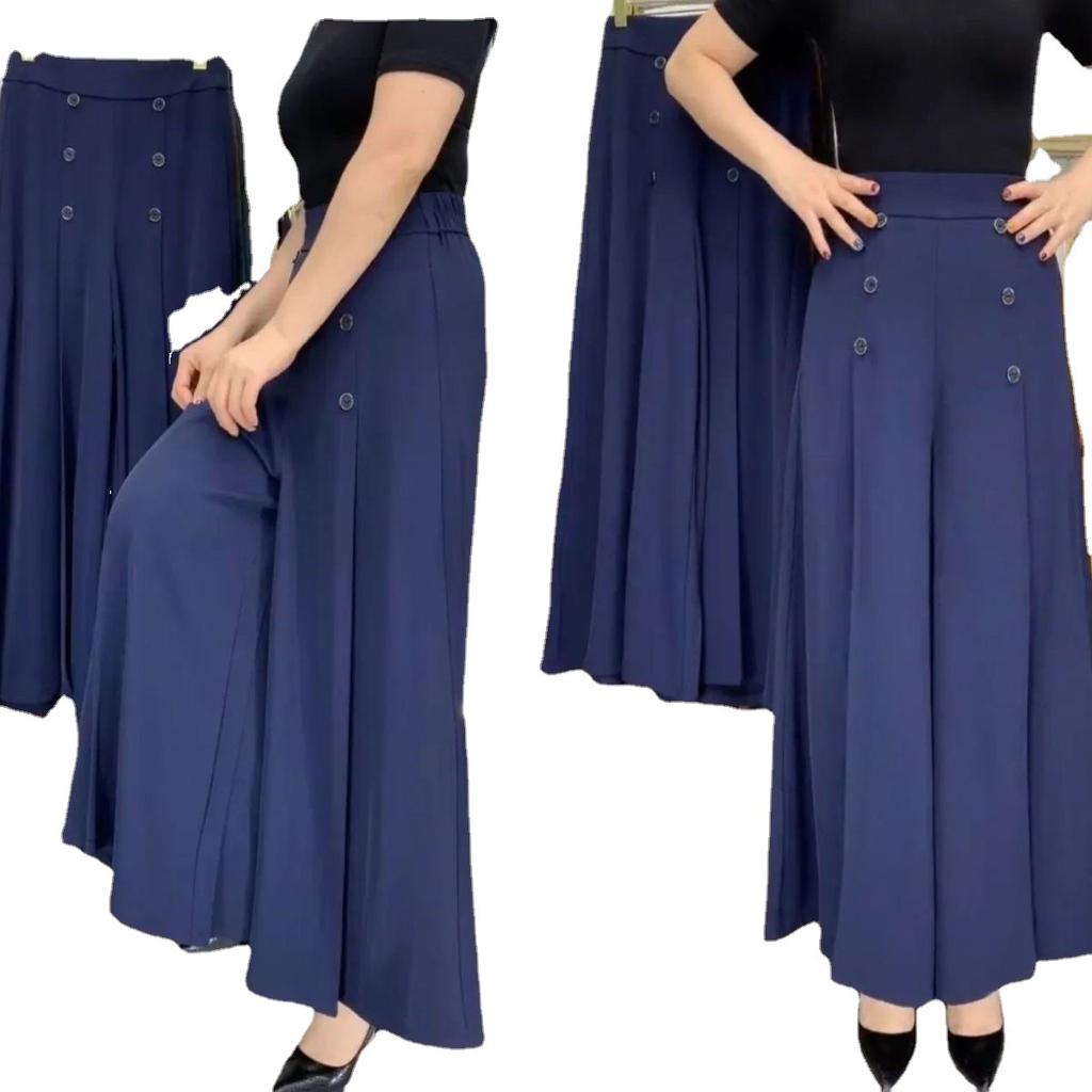 Fashion Draped Wide-leg Skirt Trousers High Waist Thin Temperament Women's Trousers Summer Cool Loose Big Foot Dumping Trousers