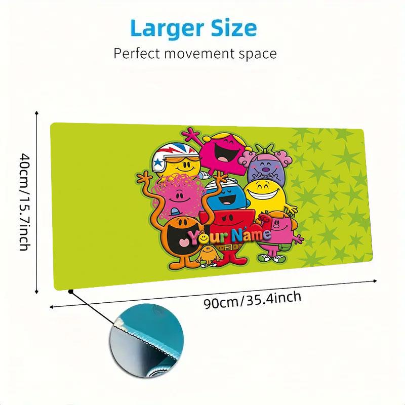 Mr. Men Little Miss Custom Name Large Size Mouse Pad Large Gaming Table Cushion Non-slip Laptop Tablet Big Mousepad XXL Mat Mini PC Playmat With Lock