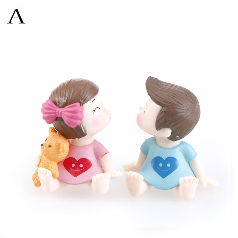 Amantes Casal Estatuetas Miniaturas Jardim de Fadas Gnomo Musgo Terrários Artesanato em Resina Decoração