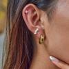 Youthway Classic Style Stainless Steel Earrings  Gold Color Plated Large & Small Line Daily Wear Jewelry