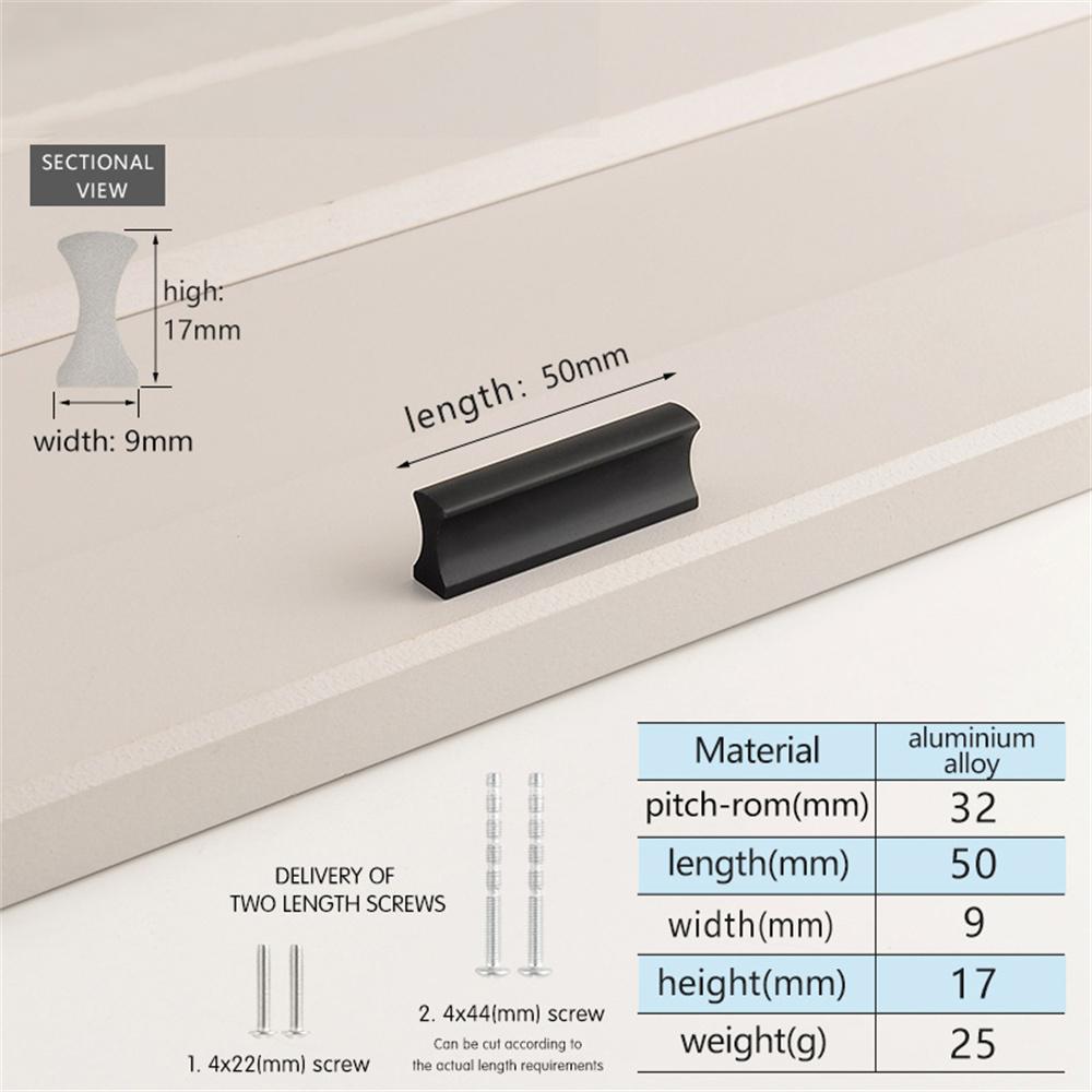 Drawer Pull 32mm Hole Center,50mm Length Aluminum Alloy Kitchen Cabinet Handle Furniture Hardware