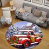 Boho Red Vintage Truck Christmas Wreath Snow Cozy Rug, Classic Red Artistic Flair, Nice Choice for Bedroom Floor and Closet Area with Cool