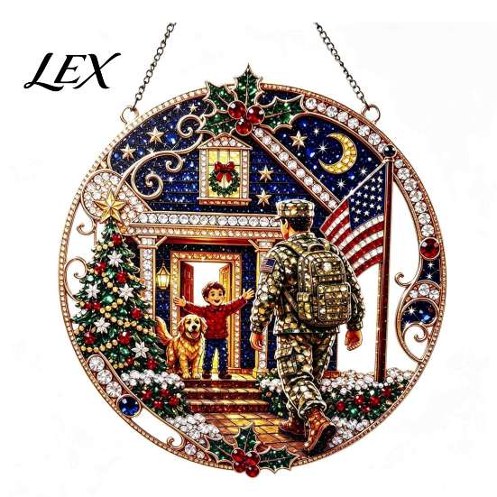 Decorative Hanging Ornaments for Home Christmas Diamond Art Ornament, 2D Acrylic Pearl Painting Seasonal Window Decorations Pattern Suncatcher,