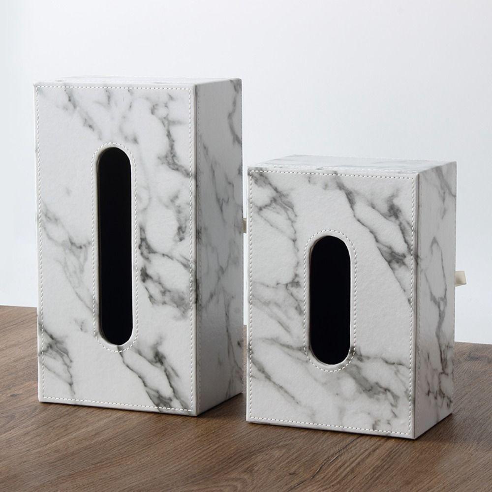 Large Capacity Draw Paper Storage Box Nordic Style Paper Container Marbling Leather Tissue Box  Car