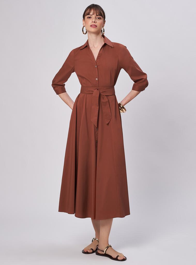 Amazon 2026 European and American cross-border women's clothing summer solid color lapel slim long-sleeved dress new women's clothing belt