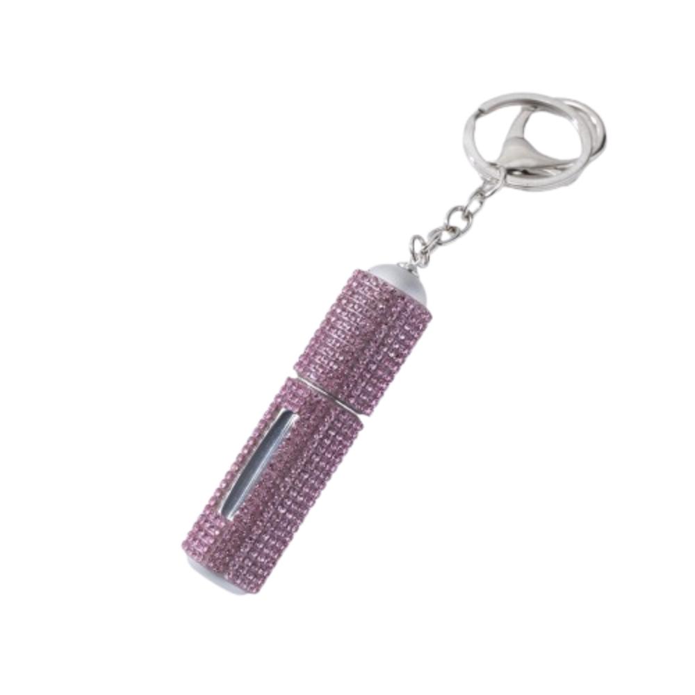 Exquisite Bottom Refillable Keychain Bottle 5ml Crystal Key Ring Atomizer Rhinestone Portable Spray Bottle For Travel